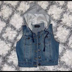 Cropped Jean Jacket with a hoodie